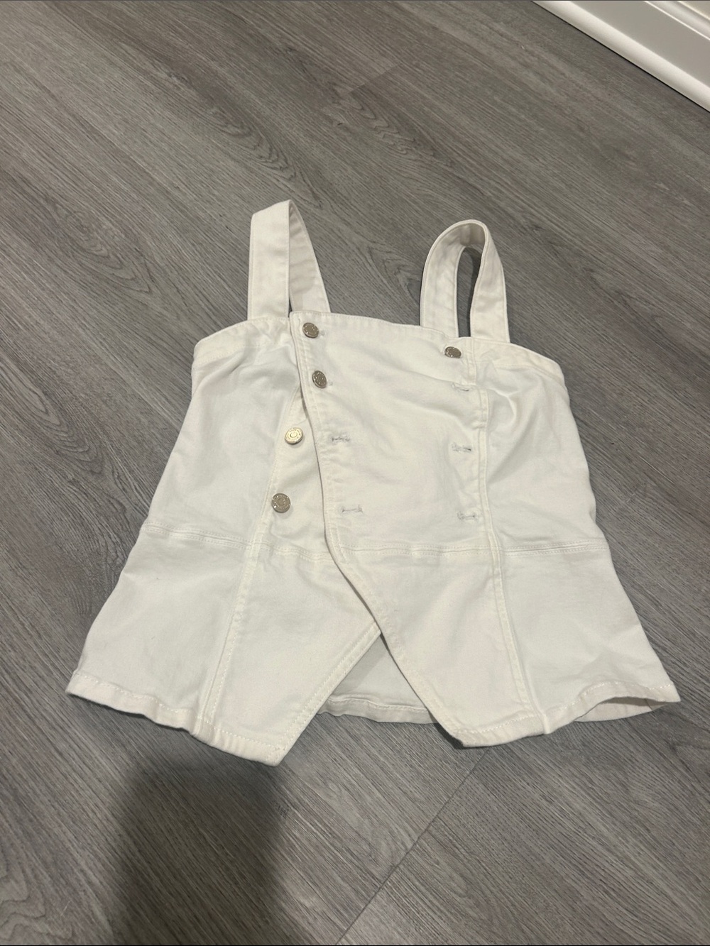 White House Black Market White Button-Front Strappy Peplum Top